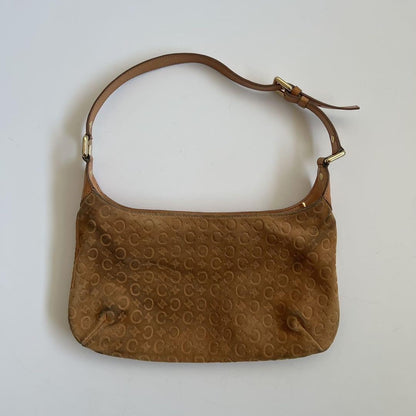 CELINE shoulder bag Purse Macadam Suede Camel Authentic Used Women's