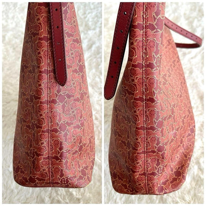 CELINE handbag Tote Purse Horse carriage Leather Red Authentic Used Women's