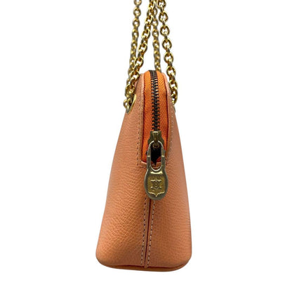 CELINE shoulder bag Purse Leather chain Orange Gold Women's Authentic Used