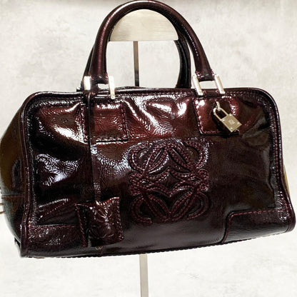 LOEWE Bag Amazona Anagram Patent Handbag Tote Purse Patent Used Women's Auth