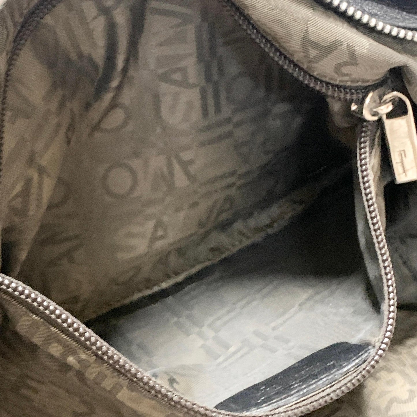 Salvatore Ferragamo Bag Gancini Hand Tote Purse Leather Black Silver Authentic