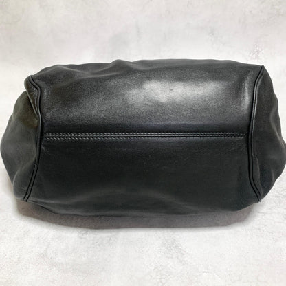 Salvatore Ferragamo Bag Gancini Hand Tote Purse Leather Black Silver Authentic