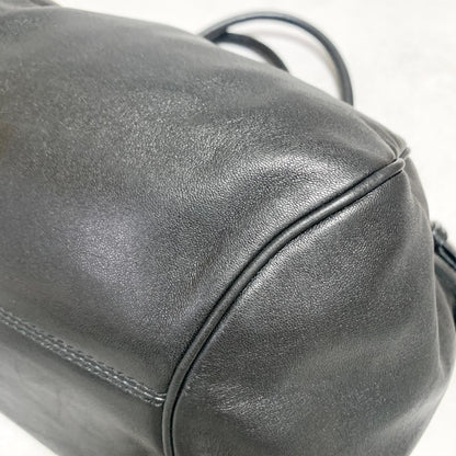 Salvatore Ferragamo Bag Gancini Hand Tote Purse Leather Black Silver Authentic
