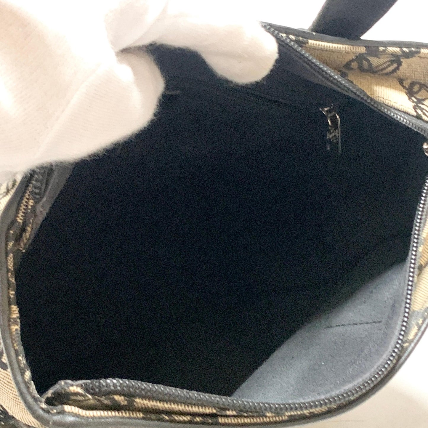 LOEWE Bag Anagram Hand Tote Purse Canvas Leather Beige Black Silver Authentic