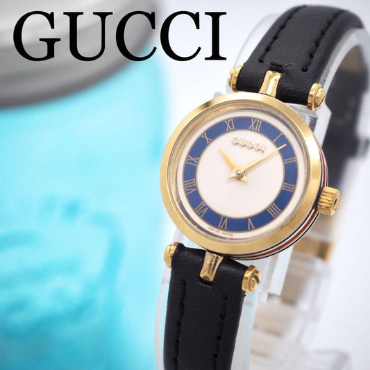 GUCCI Quartz Watch Wristwatch White Blue Black Women's Authentic