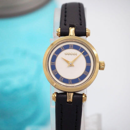 GUCCI Quartz Watch Wristwatch White Blue Black Women's Authentic