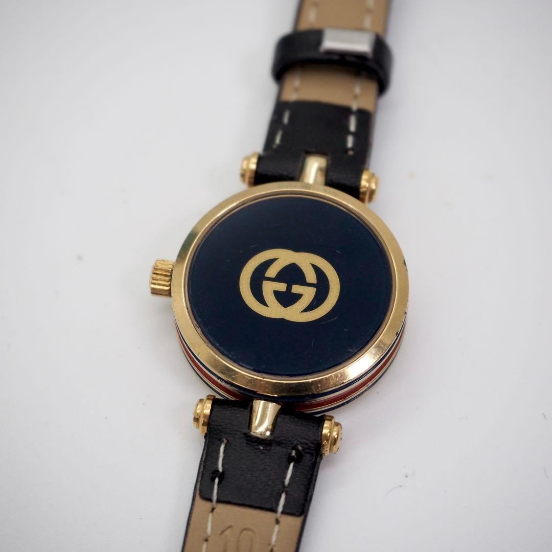 GUCCI Quartz Watch Wristwatch White Blue Black Women's Authentic