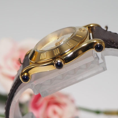 GUCCI Quartz Watch Wristwatch Gold Dark Brown Women's Authentic