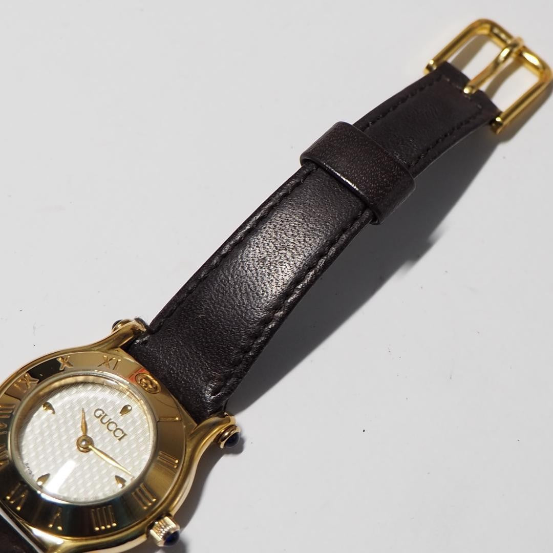 GUCCI Quartz Watch Wristwatch Gold Dark Brown Women's Authentic