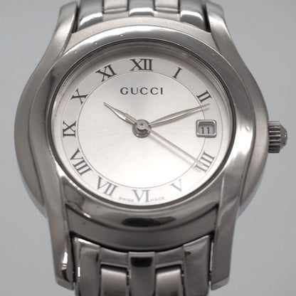 GUCCI 5500L Quartz Watch Wristwatch White Silver Women's Authentic