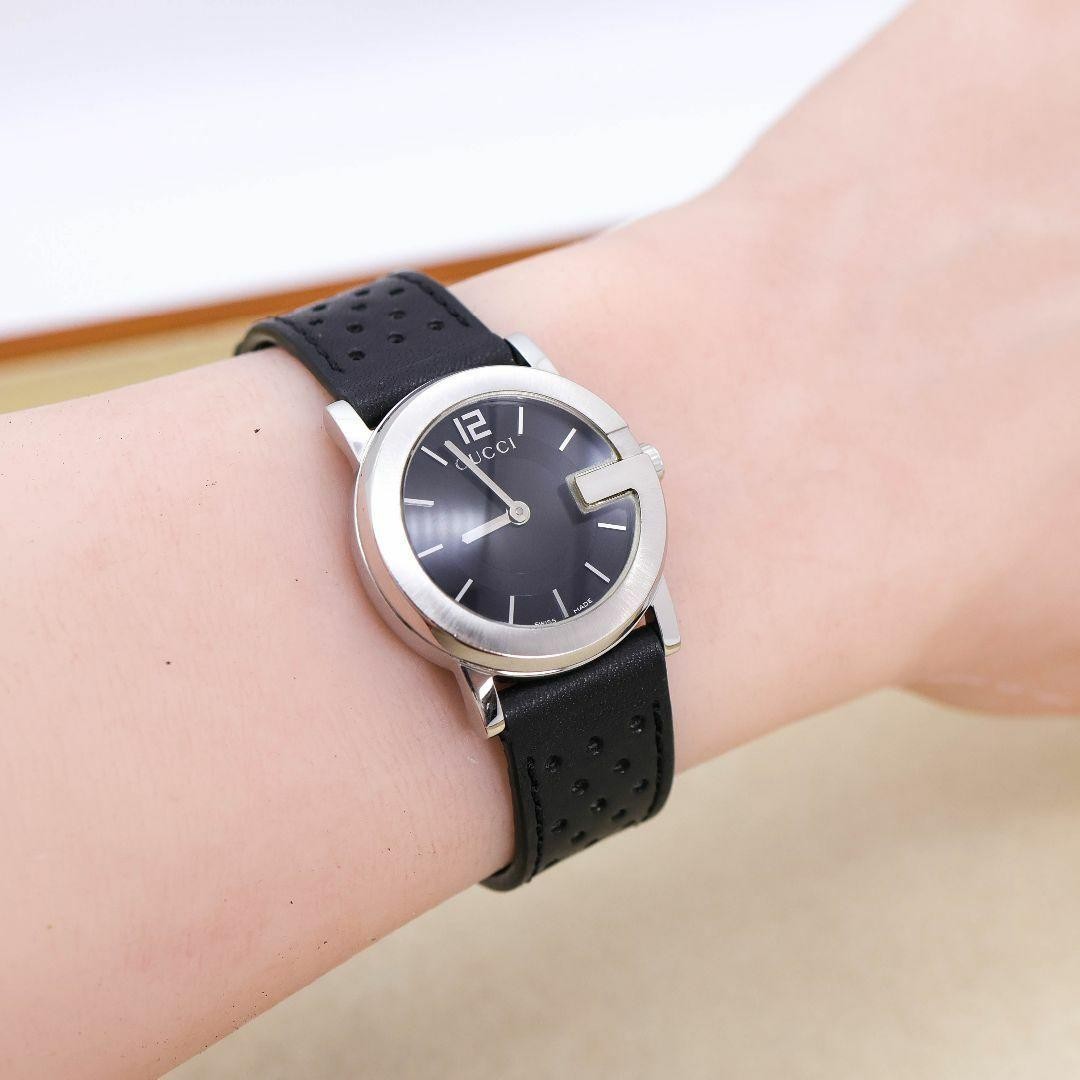 GUCCI 101L Quartz Watch Wristwatch Silver Black Women's Authentic