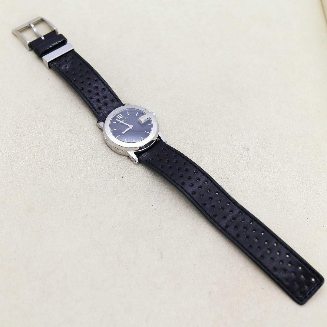 GUCCI 101L Quartz Watch Wristwatch Silver Black Women's Authentic