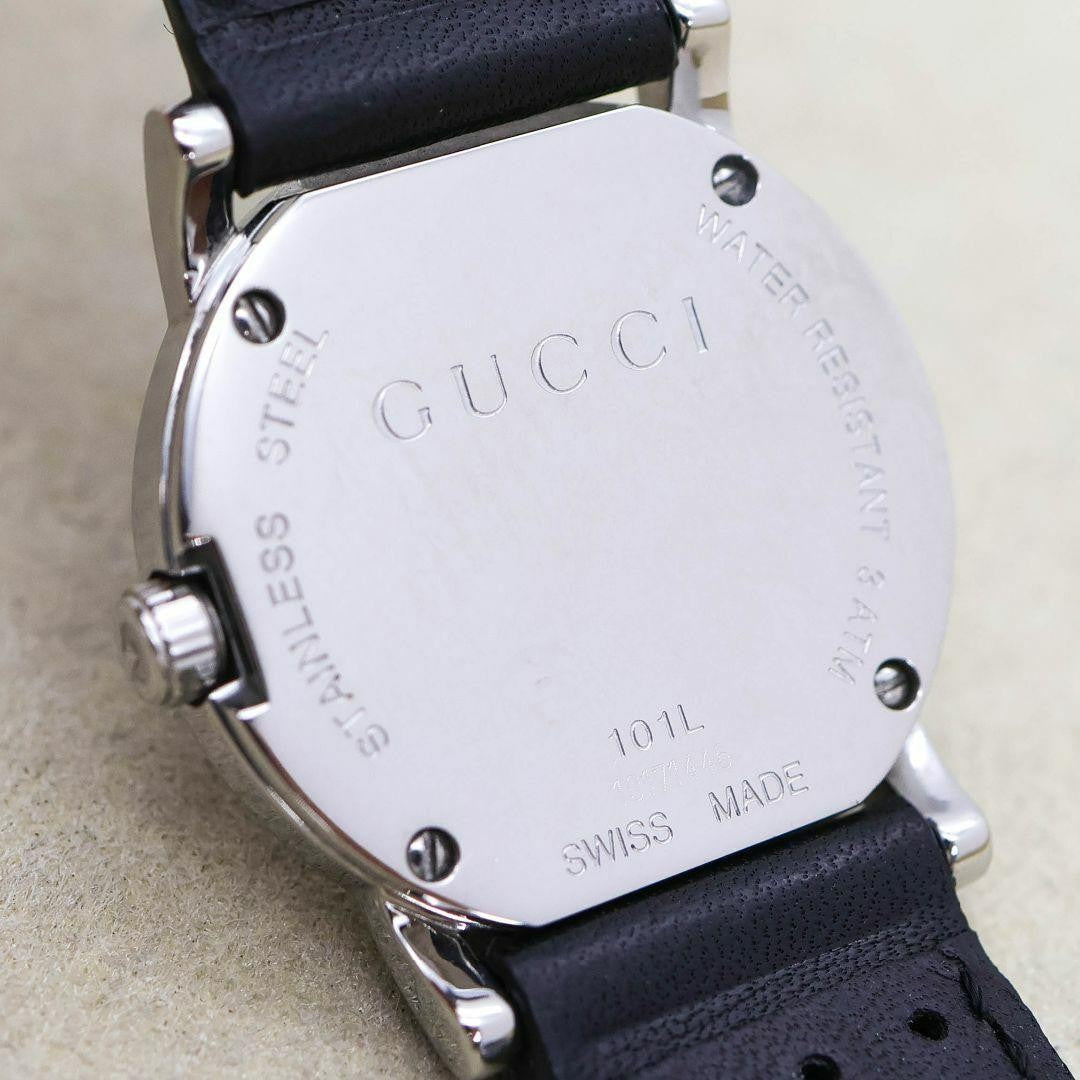 GUCCI 101L Quartz Watch Wristwatch Silver Black Women's Authentic