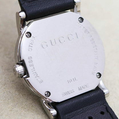 GUCCI 101L Quartz Watch Wristwatch Silver Black Women's Authentic