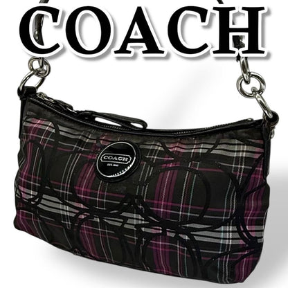 COACH Hand Shoulder Bag Purse Nylon Black Authentic