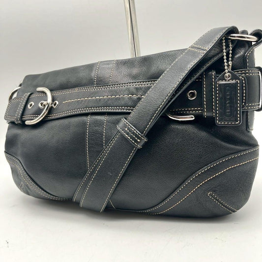 COACH Shoulder Bag Purse 2way Leather Black Authentic