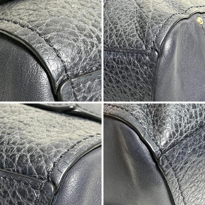 COACH Backpack Hand Shoulder Bag Purse 3way Turn Lock Leather Navy Auth