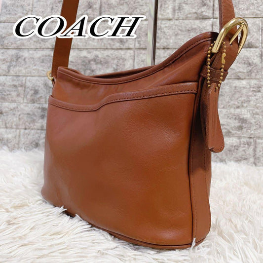COACH Shoulder Bag Purse Old Leather Brown Authentic