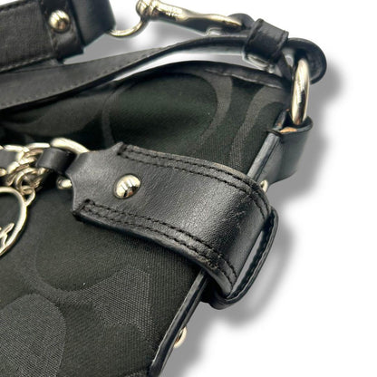 COACH Shoulder Bag Purse Signature Canvas Black Authentic