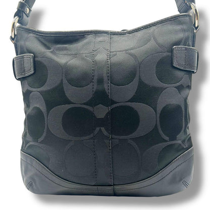 COACH Shoulder Bag Purse Signature Canvas Black Authentic