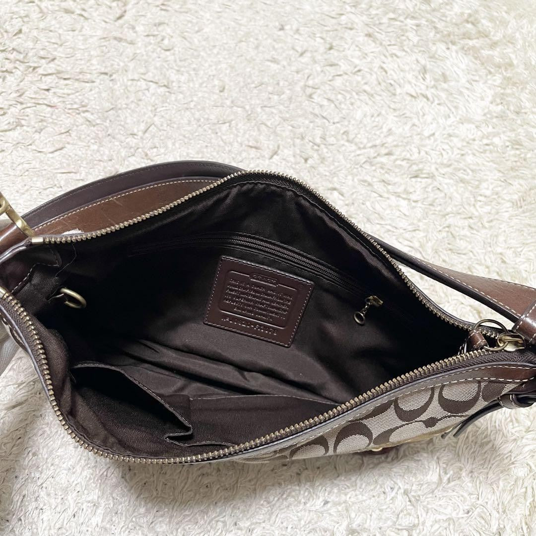 COACH Shoulder Bag Purse Signature Canvas Leather Suede Authentic