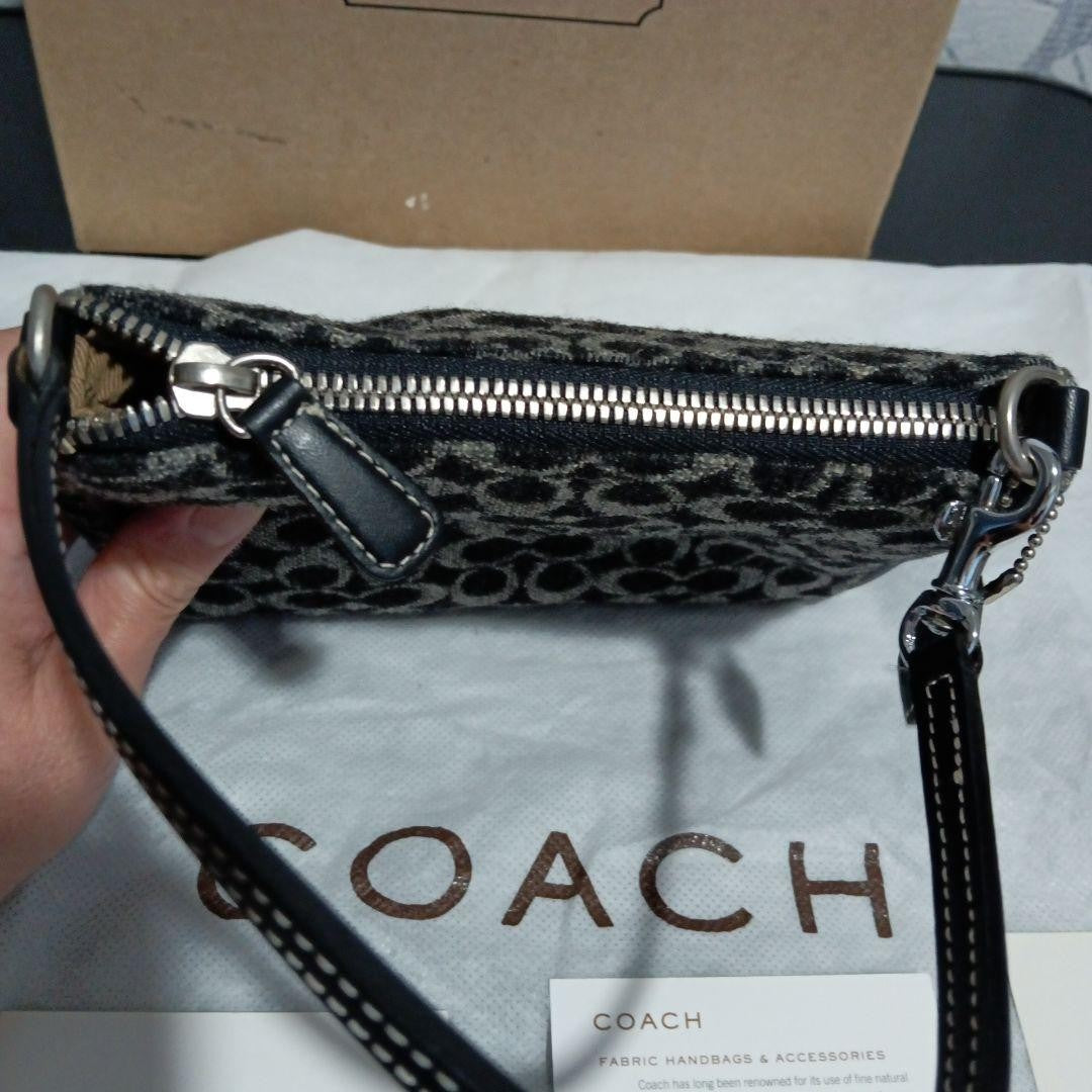 COACH Accessory Pouch Hand Pouch Signature Black Authentic
