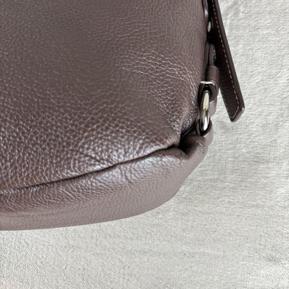 COACH Shoulder Bag Purse Turn Lock Leather Dark Brown Authentic