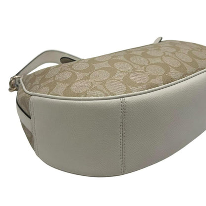 COACH Shoulder Bag Purse Signature PVC Leather White Beige Authentic