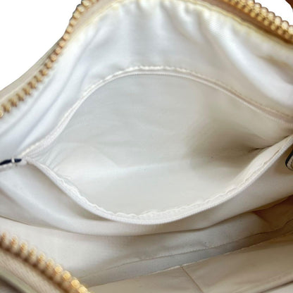 COACH Shoulder Bag Purse Signature PVC Leather White Beige Authentic