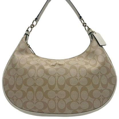 COACH Shoulder Bag Purse Signature PVC Leather White Beige Authentic