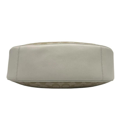 COACH Shoulder Bag Purse Signature PVC Leather White Beige Authentic