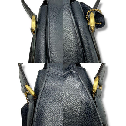 COACH Shoulder Bag Purse Turn Lock 4401 Old Leather Navy Authentic