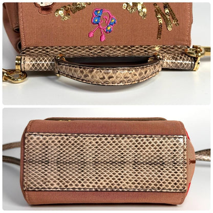 Dolce & Gabbana Hand Shoulder Bag Tote Purse 2way Canvas Pink Authentic