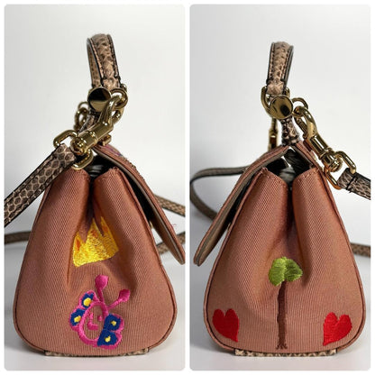 Dolce & Gabbana Hand Shoulder Bag Tote Purse 2way Canvas Pink Authentic