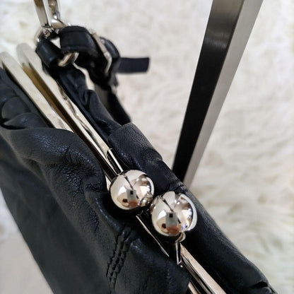 Dolce & Gabbana Shoulder Bag Purse Leather Black Authentic