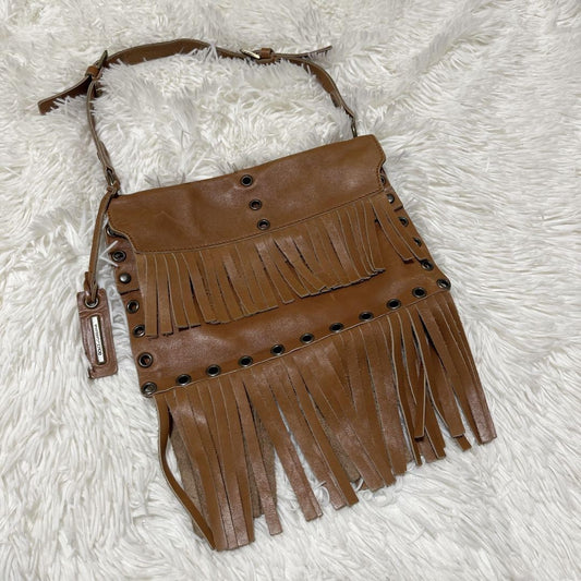 Dolce & Gabbana Hand Shoulder Bag Purse Fringe Brown Authentic