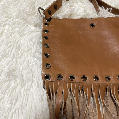 Dolce & Gabbana Hand Shoulder Bag Purse Fringe Brown Authentic