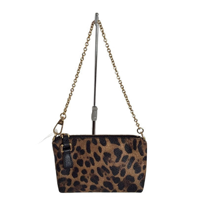 Dolce & Gabbana Hand Bag Tote Purse Leopard Brown Black Authentic