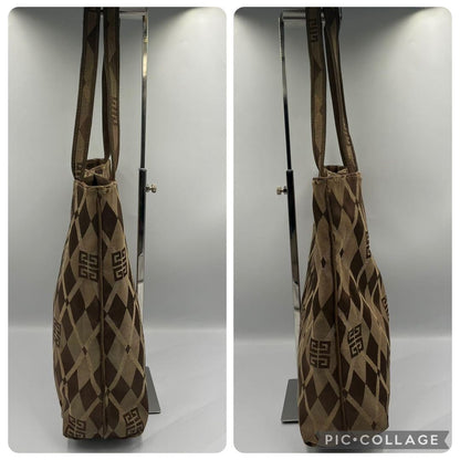 GIVENCHY Hand Bag Tote Purse 2way 4G Canvas Suede Brown Authentic