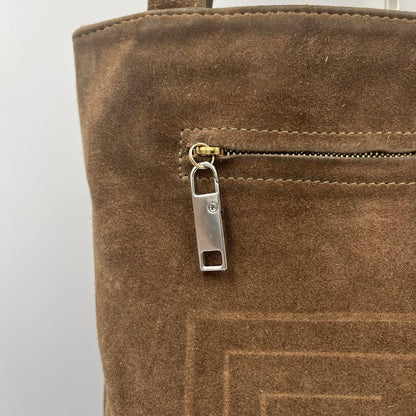 GIVENCHY Hand Bag Tote Purse 2way 4G Canvas Suede Brown Authentic