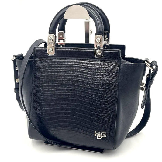 GIVENCHY Hand Shoulder Bag Tote Purse 2way HDG Leather Black Authentic