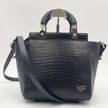 GIVENCHY Hand Shoulder Bag Tote Purse 2way HDG Leather Black Authentic