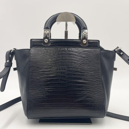 GIVENCHY Hand Shoulder Bag Tote Purse 2way HDG Leather Black Authentic
