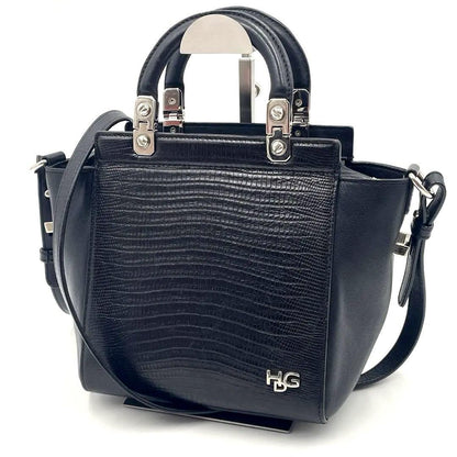 GIVENCHY Hand Shoulder Bag Tote Purse 2way HDG Leather Black Authentic