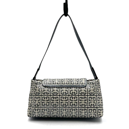GIVENCHY Shoulder Bag Purse 4G Leather Metallic Blue Gray Authentic