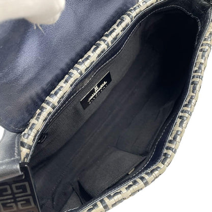 GIVENCHY Shoulder Bag Purse 4G Leather Metallic Blue Gray Authentic