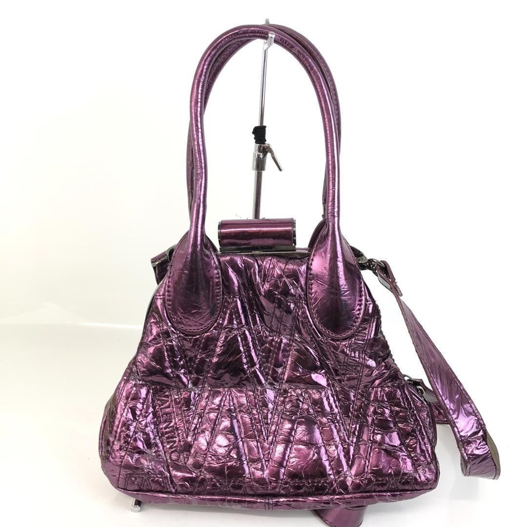 Valentino Hand Shoulder Bag Tote Purse Purple Authentic