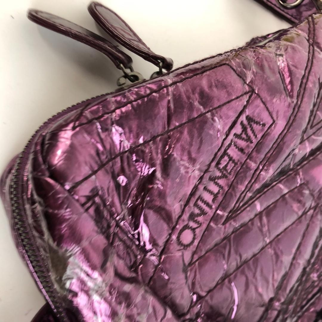 Valentino Hand Shoulder Bag Tote Purse Purple Authentic