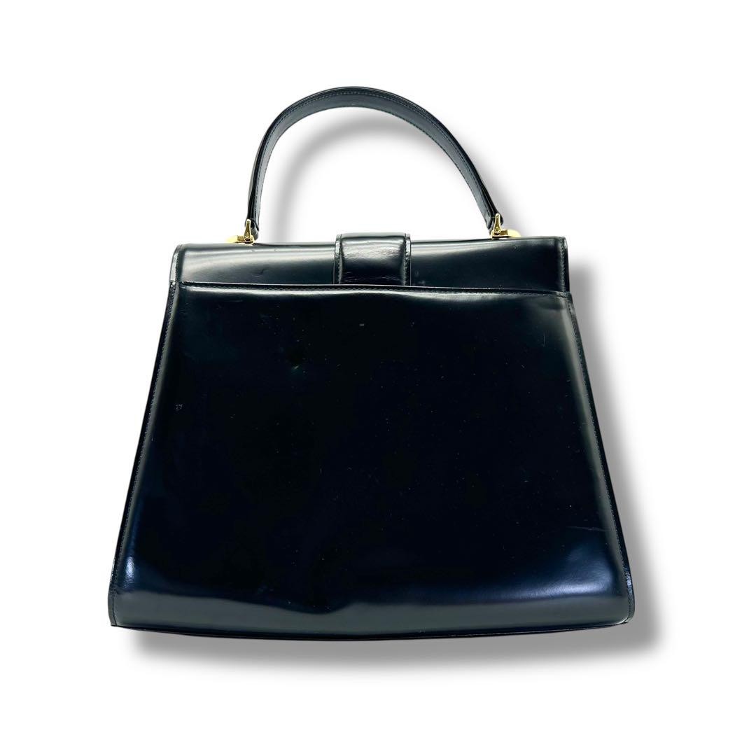 Valentino Garavani Hand Bag Tote Purse Patent Leather Black Authentic