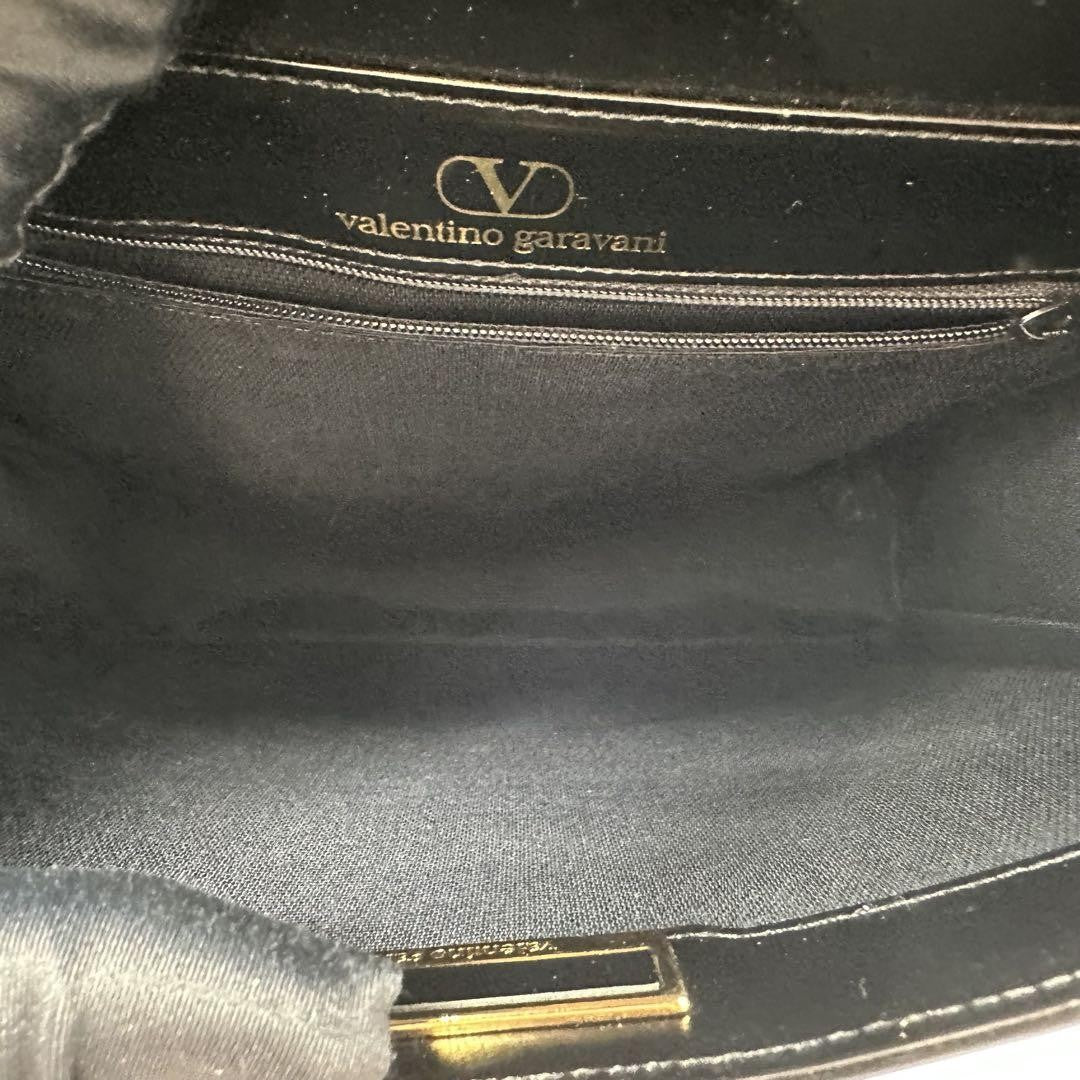 Valentino Garavani Hand Bag Tote Purse Patent Leather Black Authentic